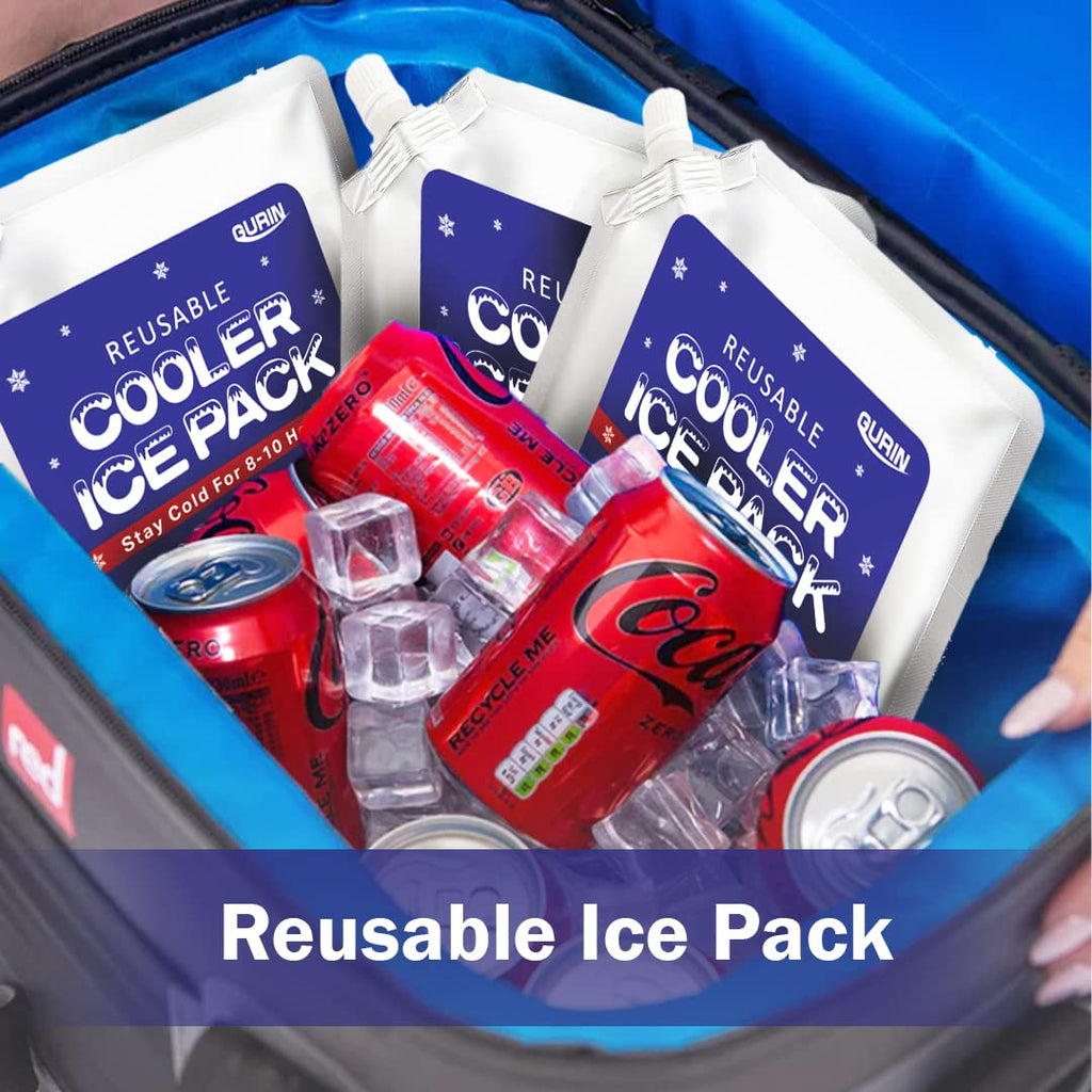 Gurin Reusable Ice Packs For Lunch Box, Bag, Or Backpack Coolers - Cold Up To 8-12 Hours Long Lasting For Camping Picnic, Outdoo