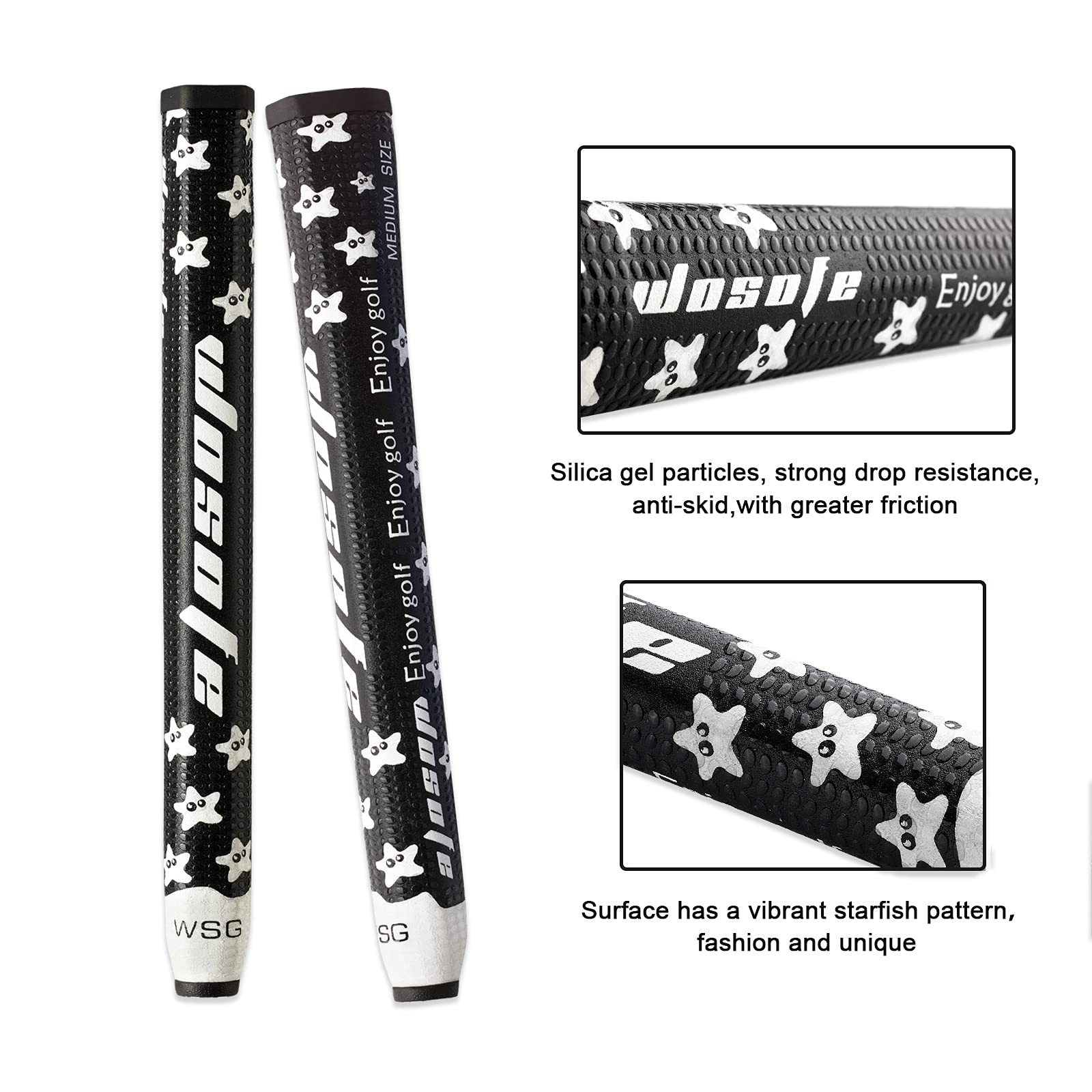Golf Putter Grip Mid Slim 2.0 Rubber Mens Silica Gel Particle Anti-Slip Lightweight Starfish Pattern Several Colors To Choose(Bl