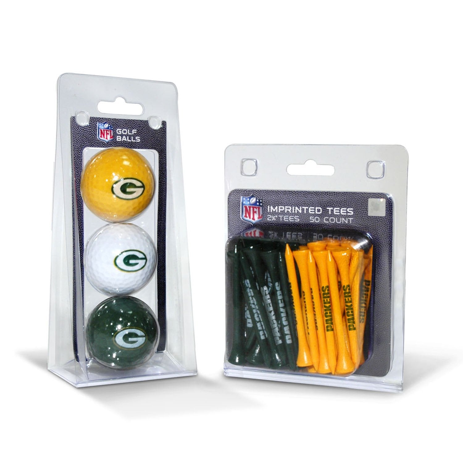 Team Golf Nfl Green Bay Packers 3 Golf Balls And 50 Golf Tees Logo Imprinted Golf Balls (3 Count) & 2-3/4'' Regulation Golf Tees