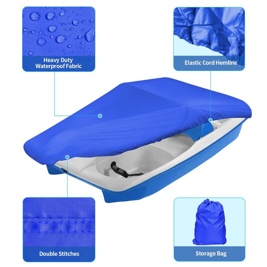 Icover Pedal Boat Cover, Fits 3 Or 5 Person Paddle Boat Water Proof Heavy Duty Boat Cover, Blue