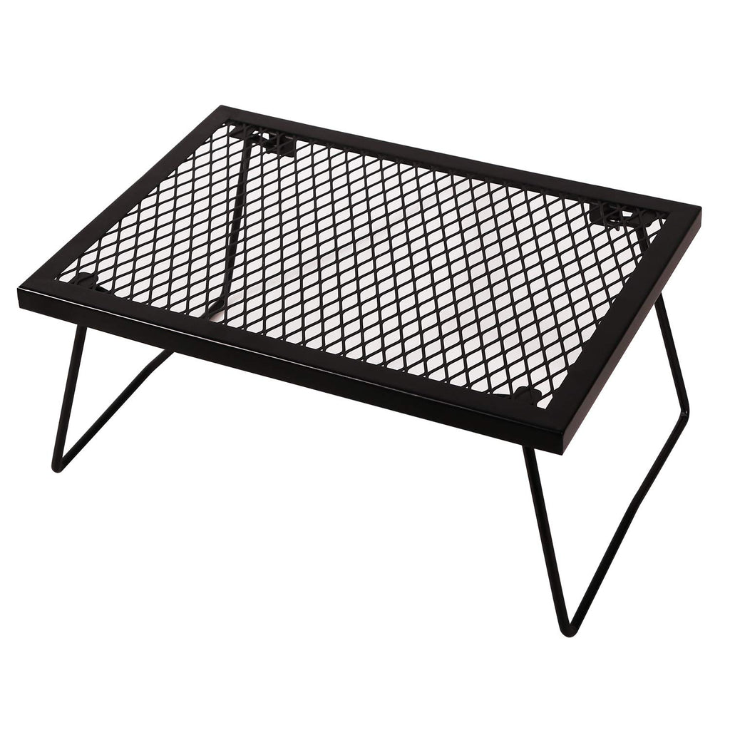 Campmax Folding Campfire Grill Grate, Portable Heavy Duty Steel Over Fire Camp Grill For Outdoor Camping Cooking Fire Pit, Black