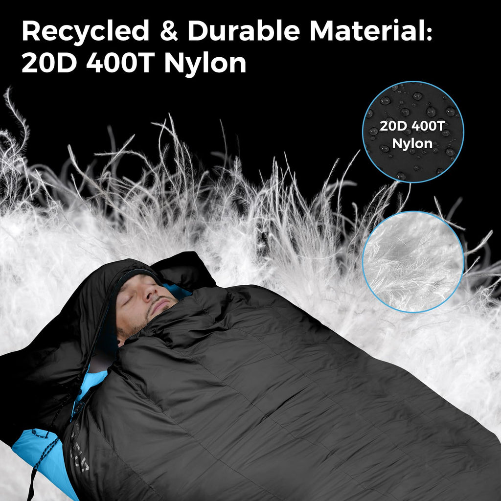Atepa Bulwark 300 50? Down Sleeping Bag For Adults, 650Fp Recycled Ultralight 3 Season Compact Sleeping Bags With Compression Sa