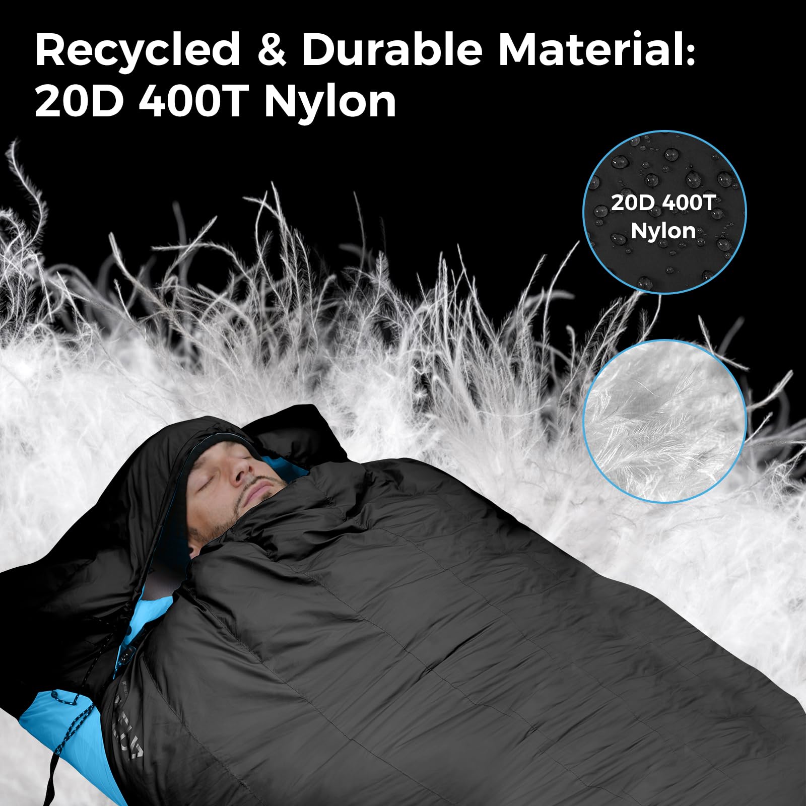 Atepa Bulwark 300 50? Down Sleeping Bag For Adults, 650Fp Recycled Ultralight 3 Season Compact Sleeping Bags With Compression Sa