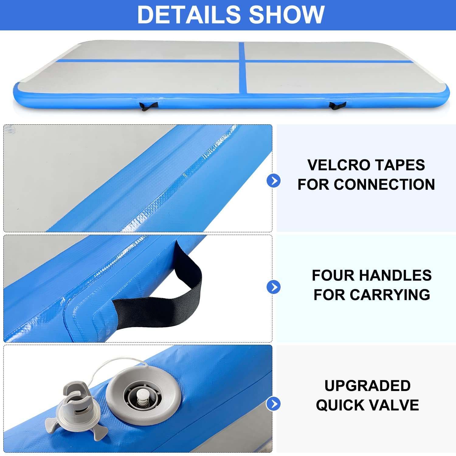 13Ft Inflatable Gymnastics Tumbling Mat 4'' Thick Air Tumble Track Gymnastics Training Mat With Electric Air Pump For Home Use/T