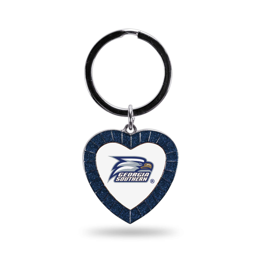 Rico Industries Ncaa Georgia Southern Eagles Ncaa Rhinestone Heart Colored Keychain, Navy, 3-Inches In Length