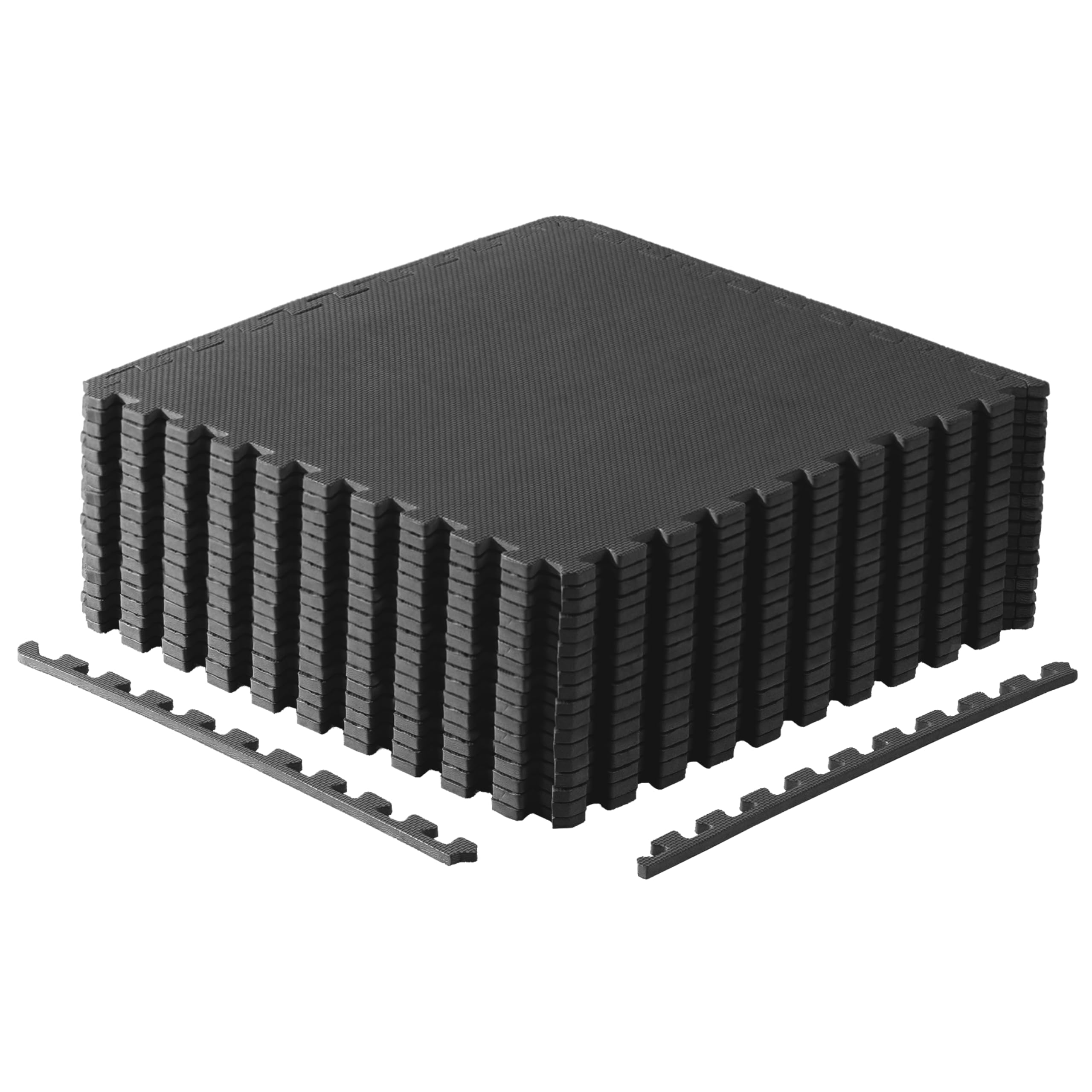 Cap Barbell 1/2-Inch Interlocking Eva Foam Exercise Puzzle Mats - 3 Pack | 24'' X 24'' X 1/2'' | T Pattern - Black