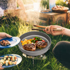 Lixada Ultralight Titanium Frypan Outdoor Camping Hiking Picnic Cooking Frying Pan 1000Ml With Folding Handle