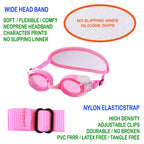 Ruigao Kids Swim Goggles Age 2-6, Toddler Goggles No Hair Pull,Child Goggles Padded Headband (2Pk - Pink/Blue Fish)
