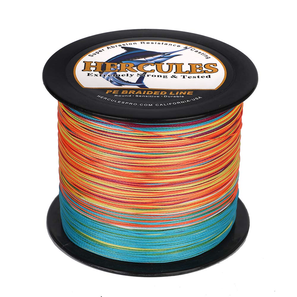 Hercules Braided Fishing Line 2000M 2187Yds 10Lbs-200Lbs Pe Superline 8 Strands (Multicolor 60Lb/27.2Kg 0.40Mm)