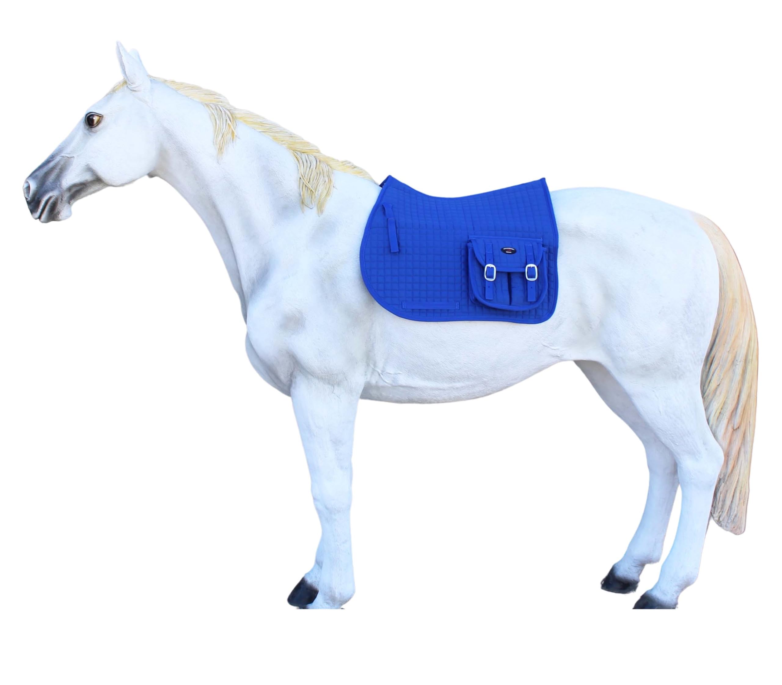Challenger Horse English Quilted All-Purpose Fleece Padded Saddle Pad W/Pockets Blue 7289