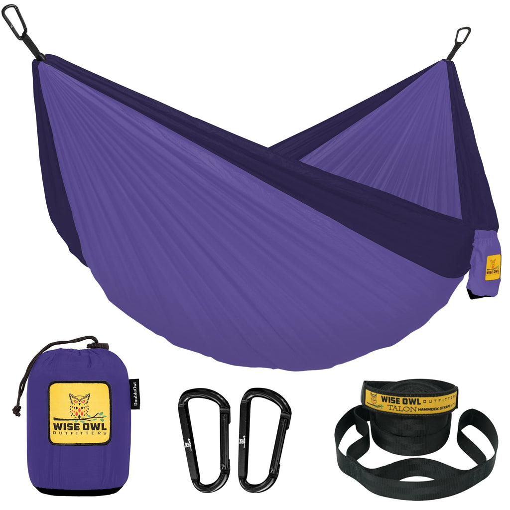Wise Owl Outfitters Camping Hammock - Portable Hammock Double Hammock Camping up to 500lbs, Accessories for Outdoor, Indoor w/Tr