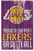 Wincraft NBA Los Angeles Lakers SignWood Proud to Support Design, Team Color, 11x17