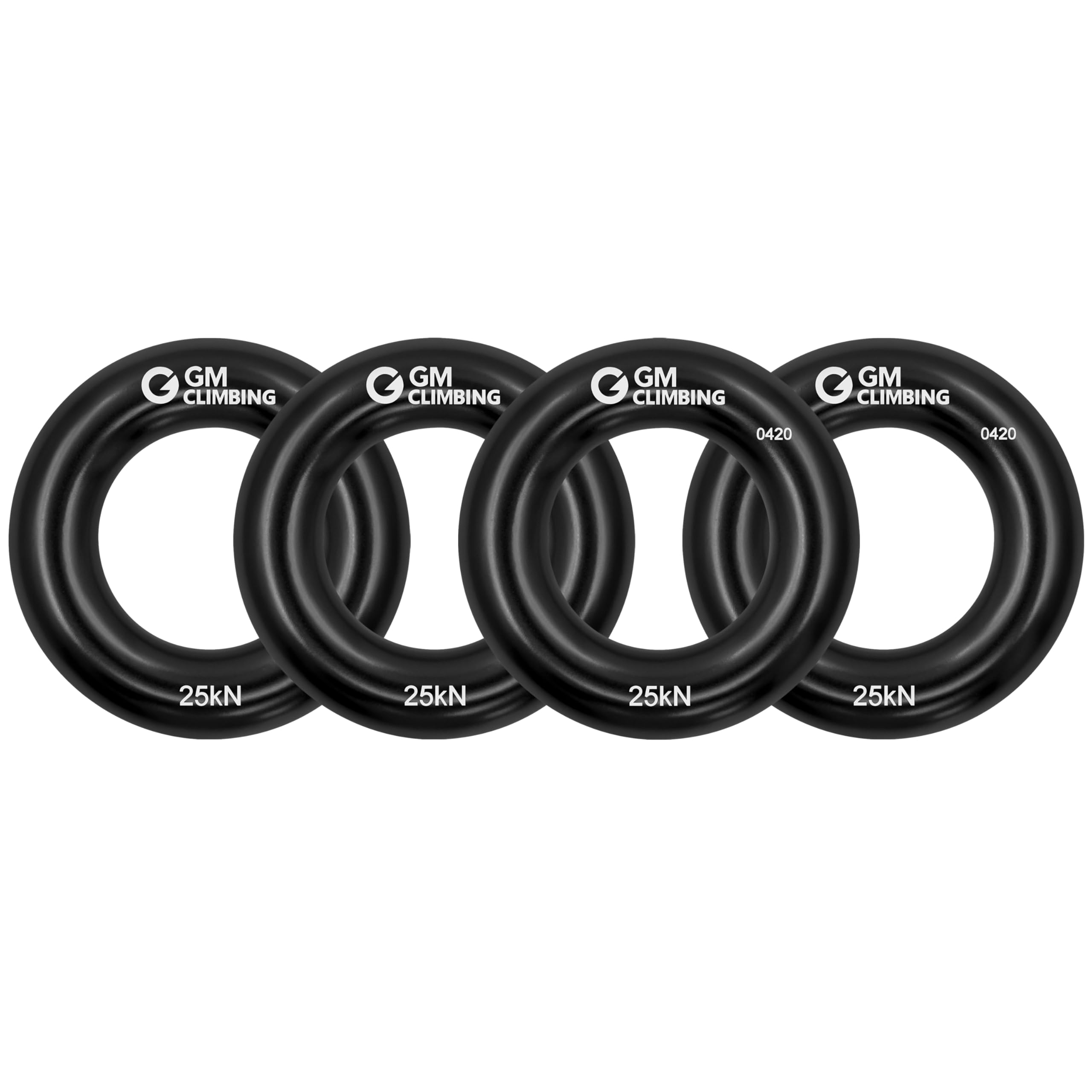 GM CLIMBING Black Small Rappel Ring 25kN for Rock Climbing Arborist Rescue Slackline Hammock 4-Pack