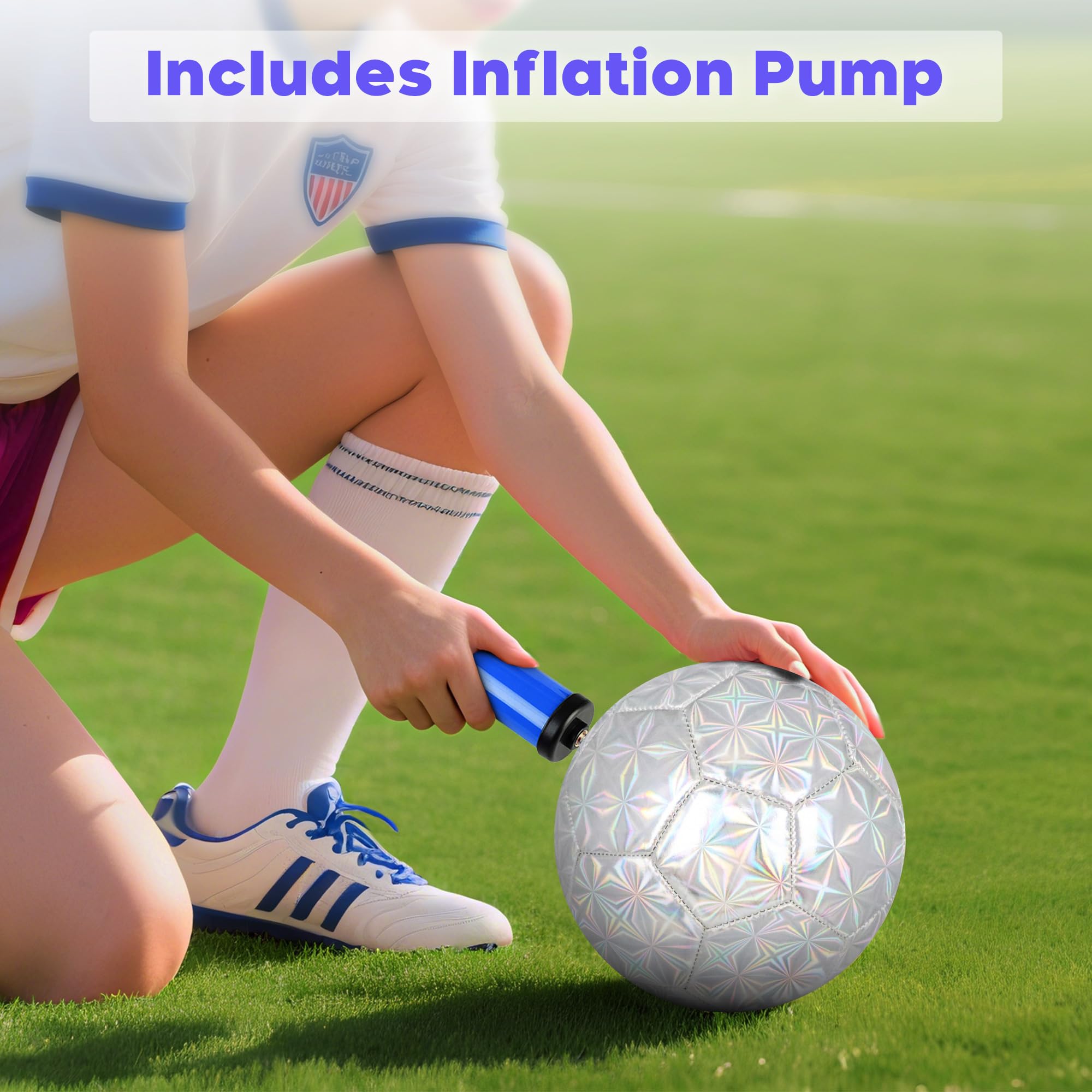 Champhox Size 4 Soccer Ball Glitter - Kids Aged 4-6 6-8 8-12 Outdoors Sports Training Ball Recreation Playing Ball Teens Girls C