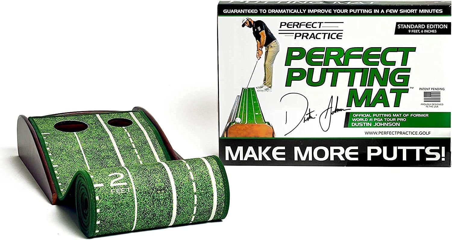 Perfect Practice Putting Mat - Indoor Golf Putting Green With 1/2 Hole Training For Mini Games & Practicing At Home Or In The Of