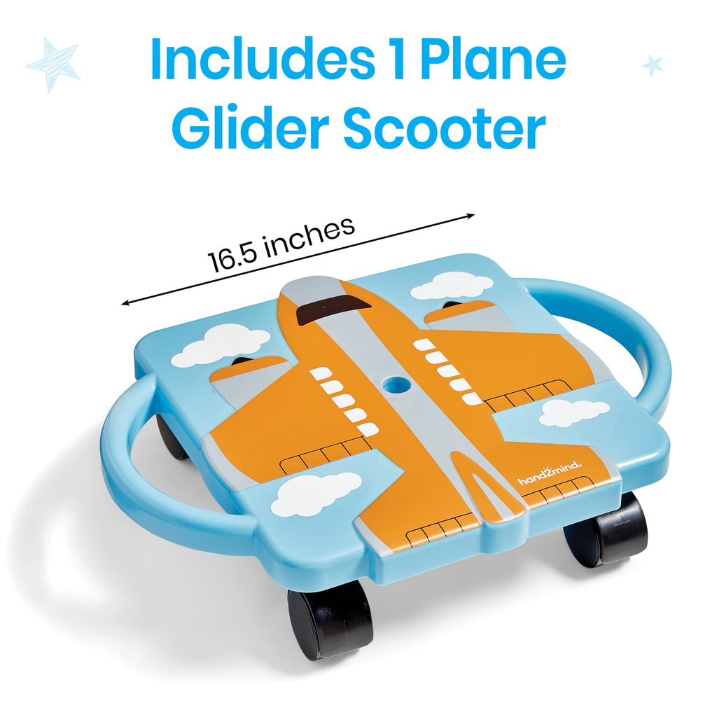 hand2mind Orange Plane Glider Scooter Board, Floor Scooter Board, Gross Motor Toys, Kids Exercise & Physical Education Equipment