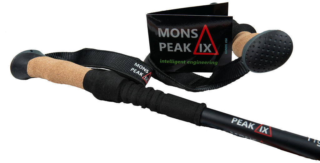 Mons Peak Ix Tiger Paw 7075 Trekking Poles, Black, Adjustable Height