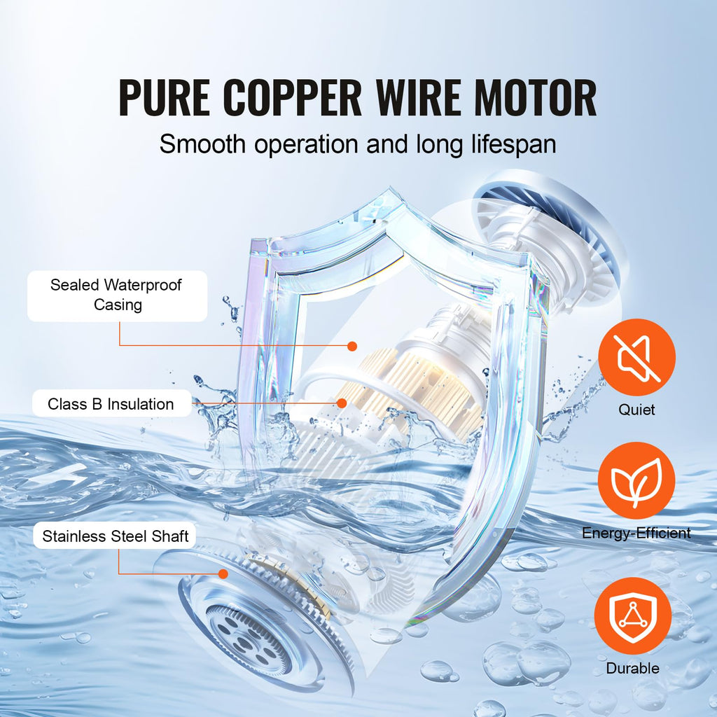 Vevor Bilge Pump, 1100Gph 12V Automatic Submersible Boat Bilge Water Pump With Float Switch, 1.1'' Outlet Diameter, Small Boat B
