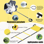 Agility Ladder,Speed Training Equipment Set,20Ft Rungs Speed Ladder,Soccer Cones,Jump Rope, Running Resistance Umbrella,Basketba