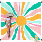 Beach Blanket Waterproof Sandproof, Large Picnic Blankets With Stakes And Storage Bag, Lightweight Quick Drying, Compact Beach M
