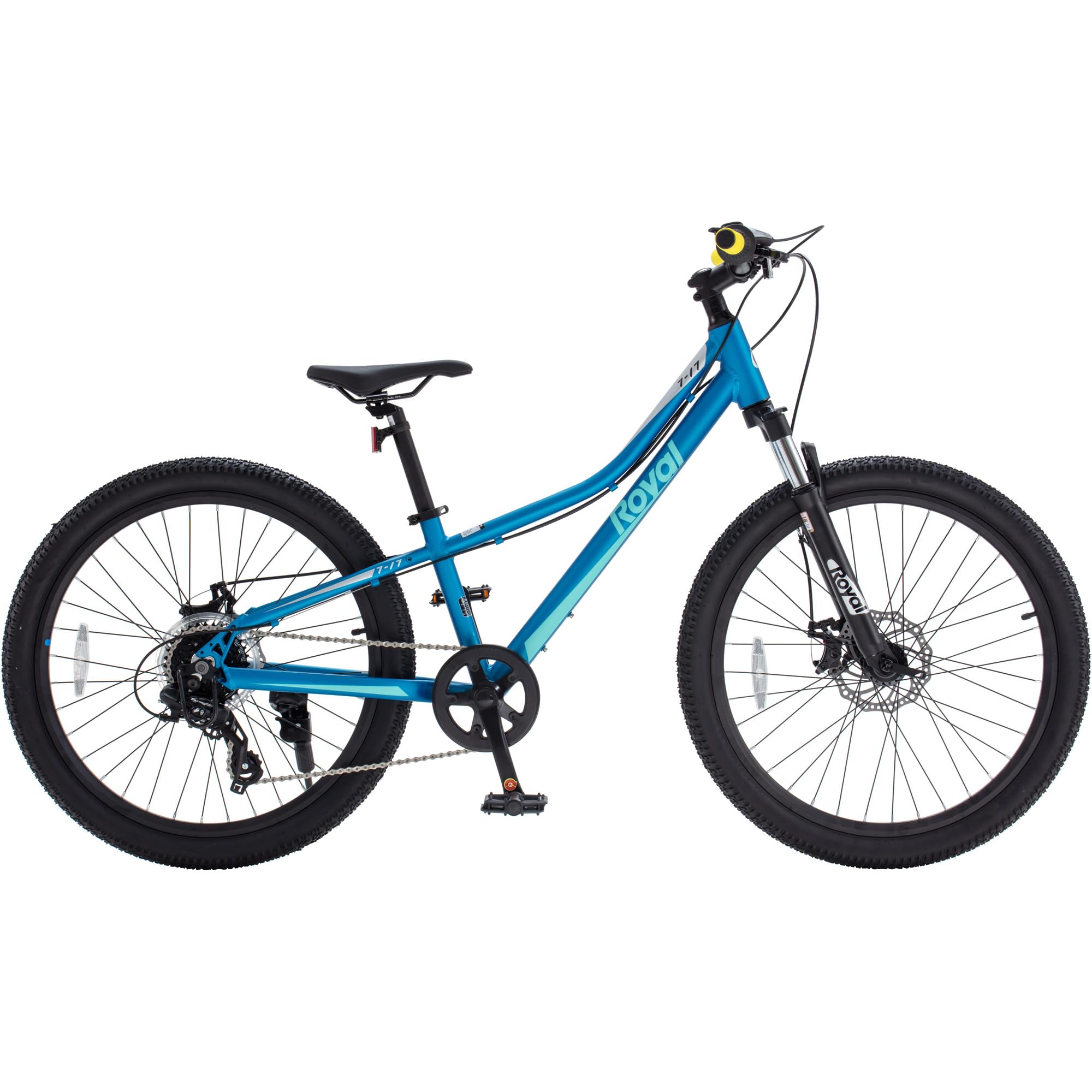 RoyalBaby 7-17 Kids Mountain Bike 24 Inch Wheels MTB Teens Sport Bicycle, Aluminium 8-Speed Hardtail Dual Disc Brakes Front Susp