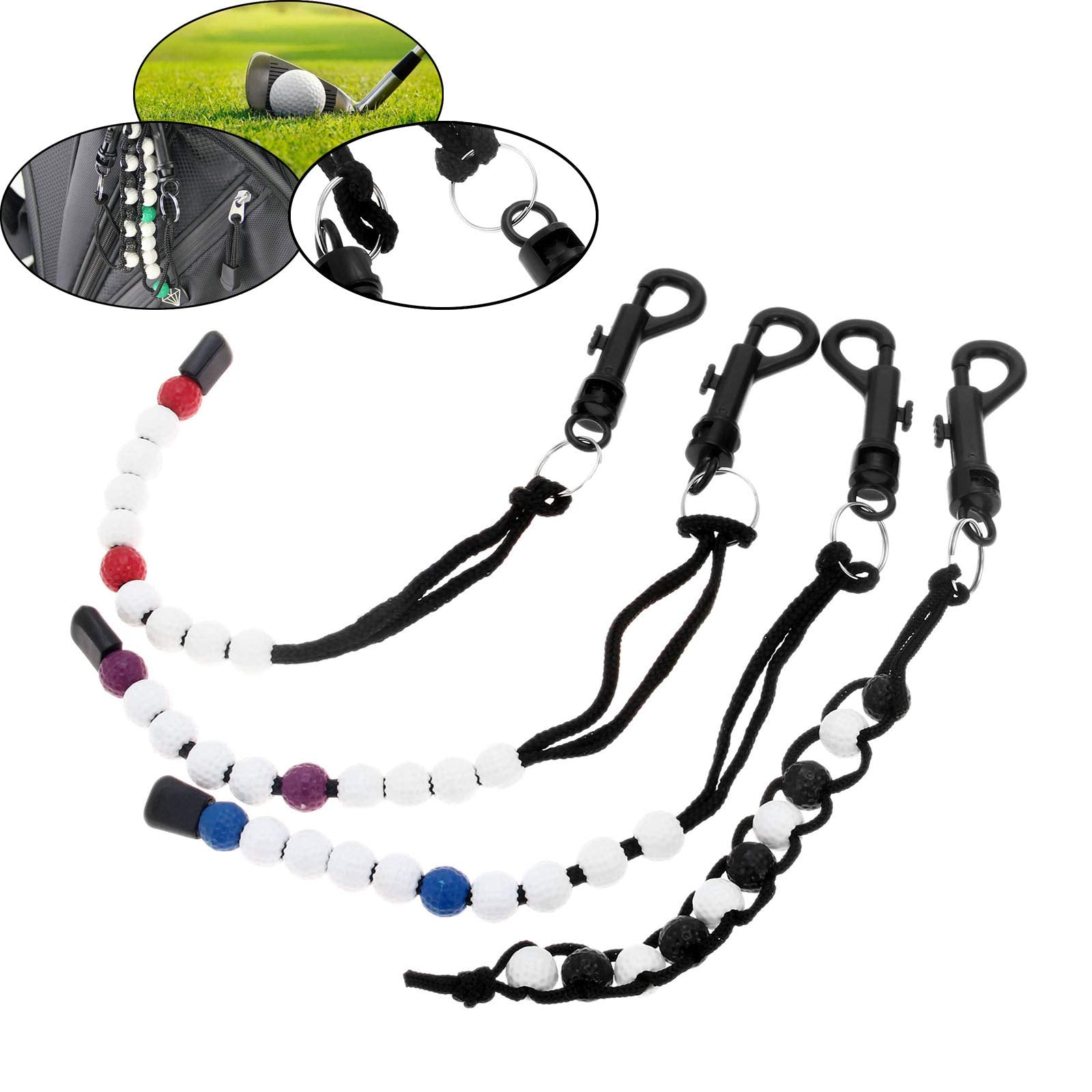 Muxsam 1 Piece Golf Beads Score Counter With Clip (Purple), Golf Stroke Score Count Keeper Putting Score Counter For Referee Cad