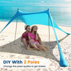 Beach Tent Sun Shelter - 10 X 10 Ft Beach Canopy Upf50+ Uv Protection With Sandbags, Poles, Grond Pegs And Anti-Wind Ropes For C