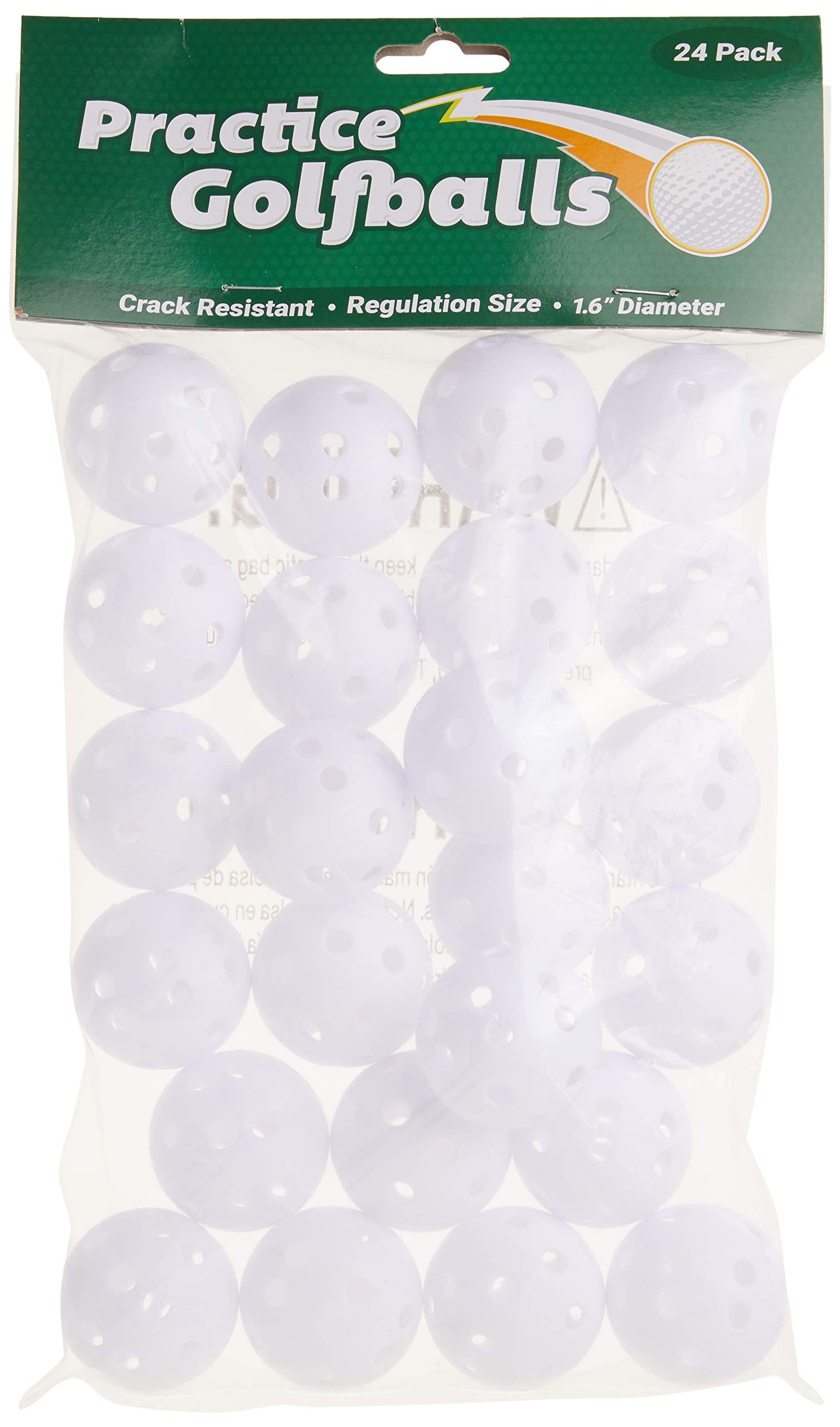 Crown Sporting Goods - 24 Polyurethane White Plastic Golf Balls - Bulk Set Of Golf Balls For Swing Practice, Driving Range