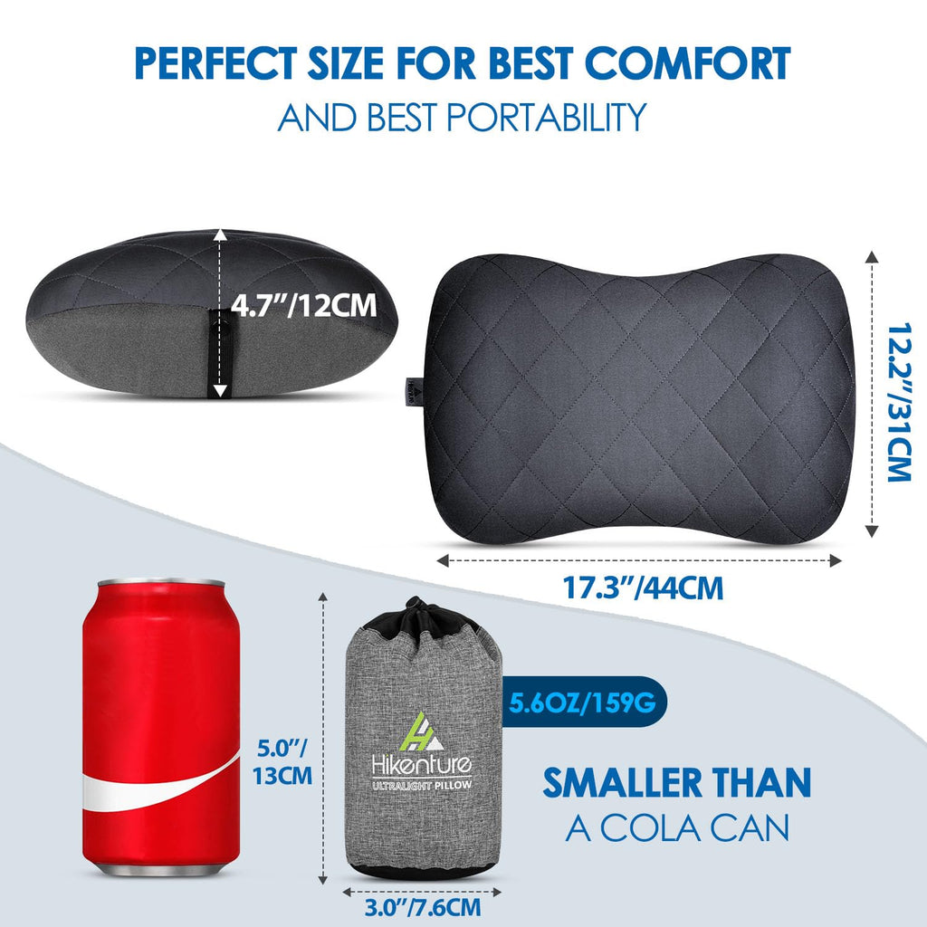 Hikenture Ultralight Inflatable Pillow With Removable Cover For Neck Lumber Support - Upgrade Washable Travel Air Pillows For Ca