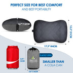 Hikenture Ultralight Inflatable Pillow With Removable Cover For Neck Lumber Support - Upgrade Washable Travel Air Pillows For Ca