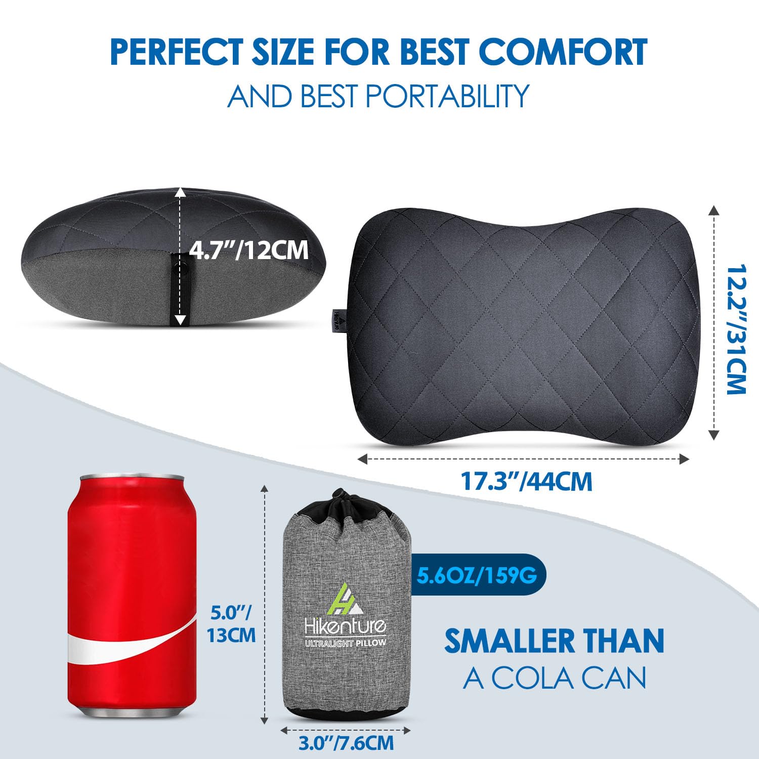 Hikenture Ultralight Inflatable Pillow With Removable Cover For Neck Lumber Support - Upgrade Washable Travel Air Pillows For Ca