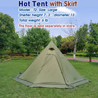 4 Persons 5Lb Lightweight Tipi Hot Tent With Stove Jack, 7'3'' Standing Room, Teepee Tent For Hunting Family Team Backpacking Ca