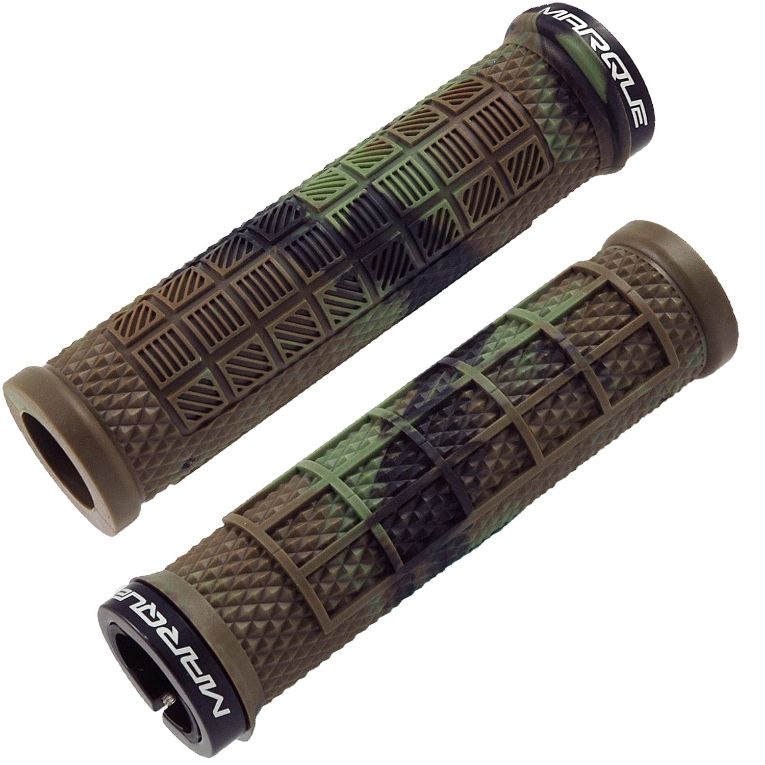 Marque Grapple Mountain Bike Handlebar Grips - Single Lock-On Ring Mtb And Bmx Bicycle Handle Bar With Non-Slip Grip (Jungle Cam