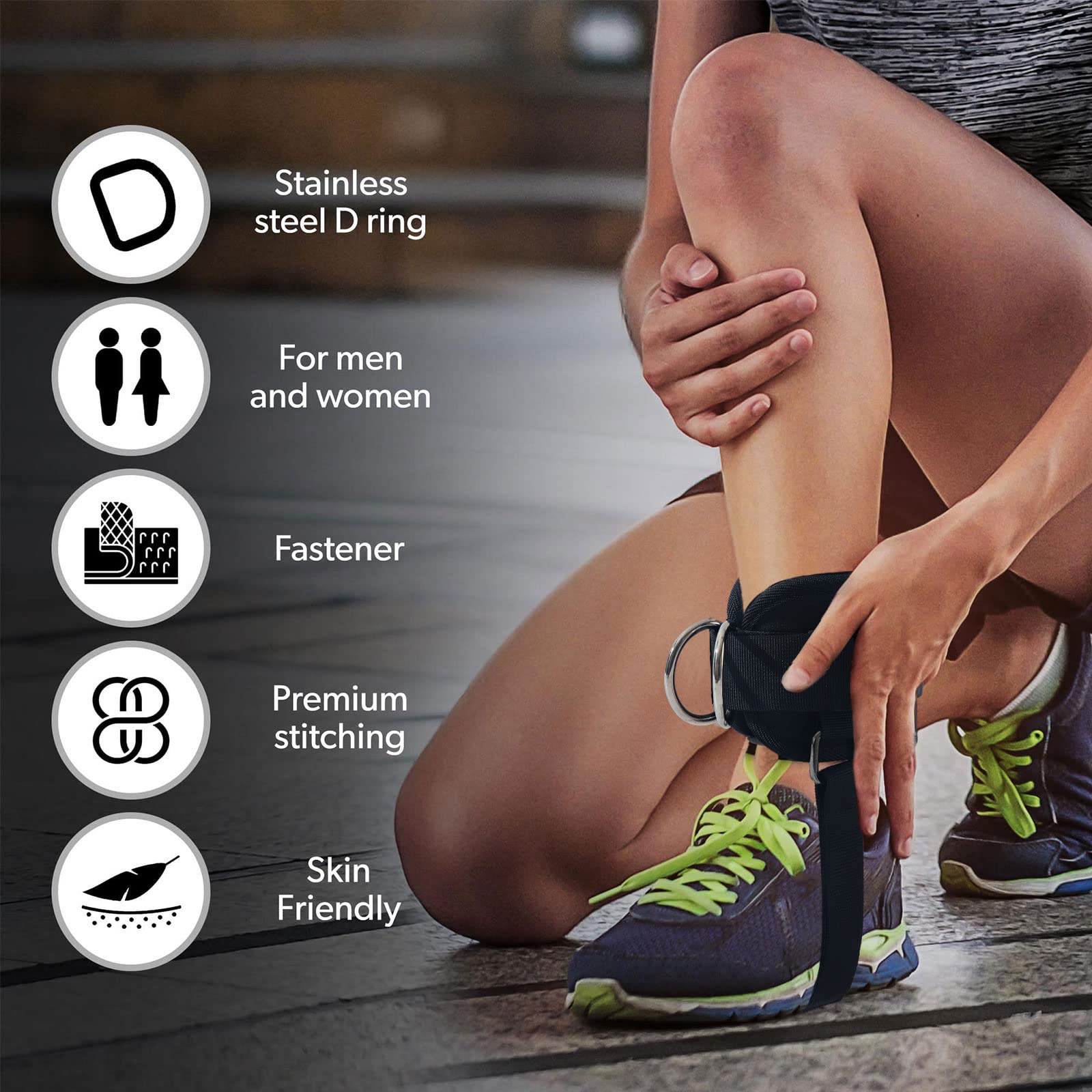 LAVVON Ankle Straps for Cable Machines Kickbacks - Adjustable Comfort Ankle Cable Attachments for Gym Ankle Cuff Cable Machine G
