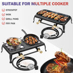 Vivicreate Cast Iron Propane Gas Stove Double Burner Heavy Duty Portable Removable Outdoor Cooker 200Lb Support High Heat For Ca