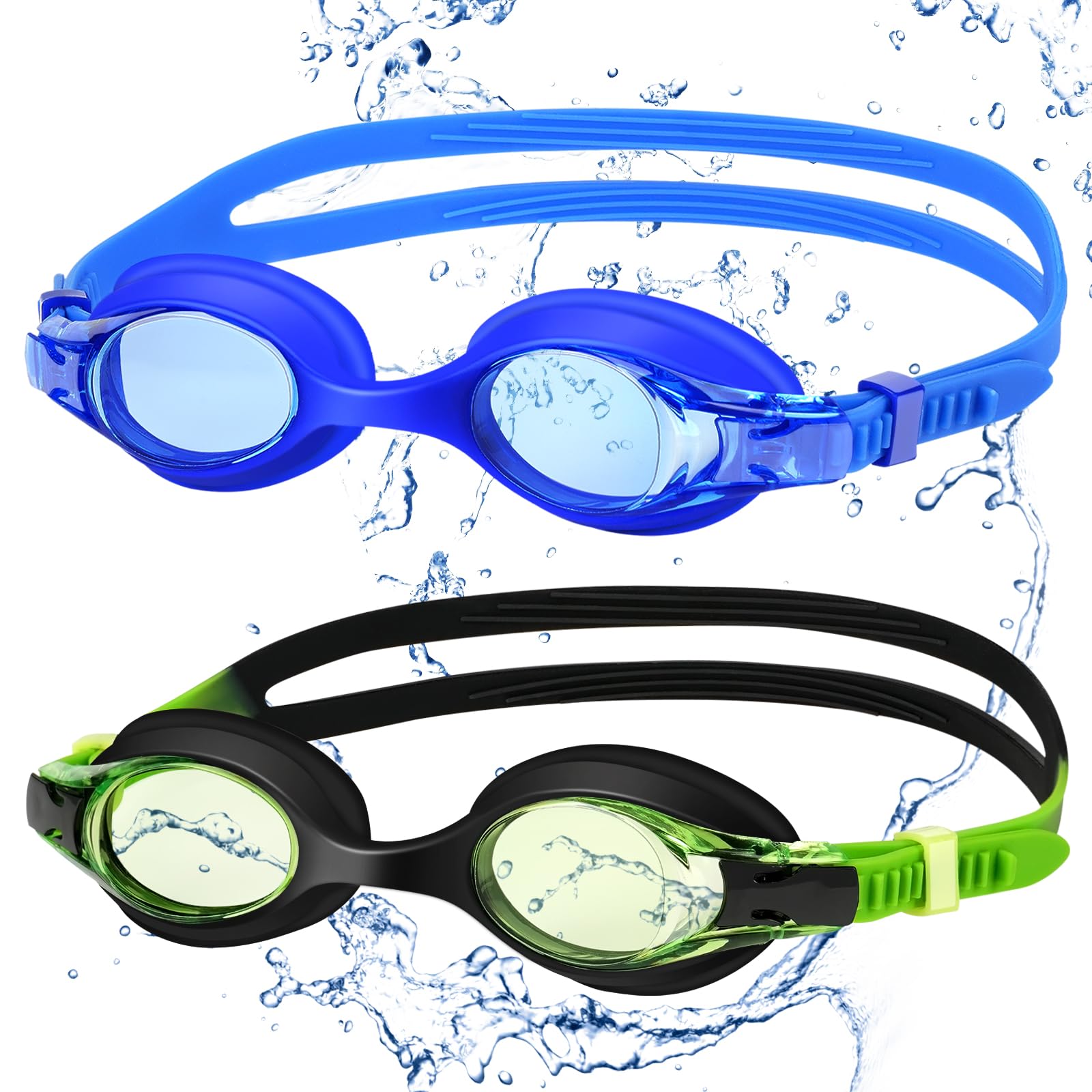 Starweh Kids Swim Goggles, 2 Pack Swimming Goggles No Leaking Anti Fog Kids Goggles For Boys Girls(Age 6-14)