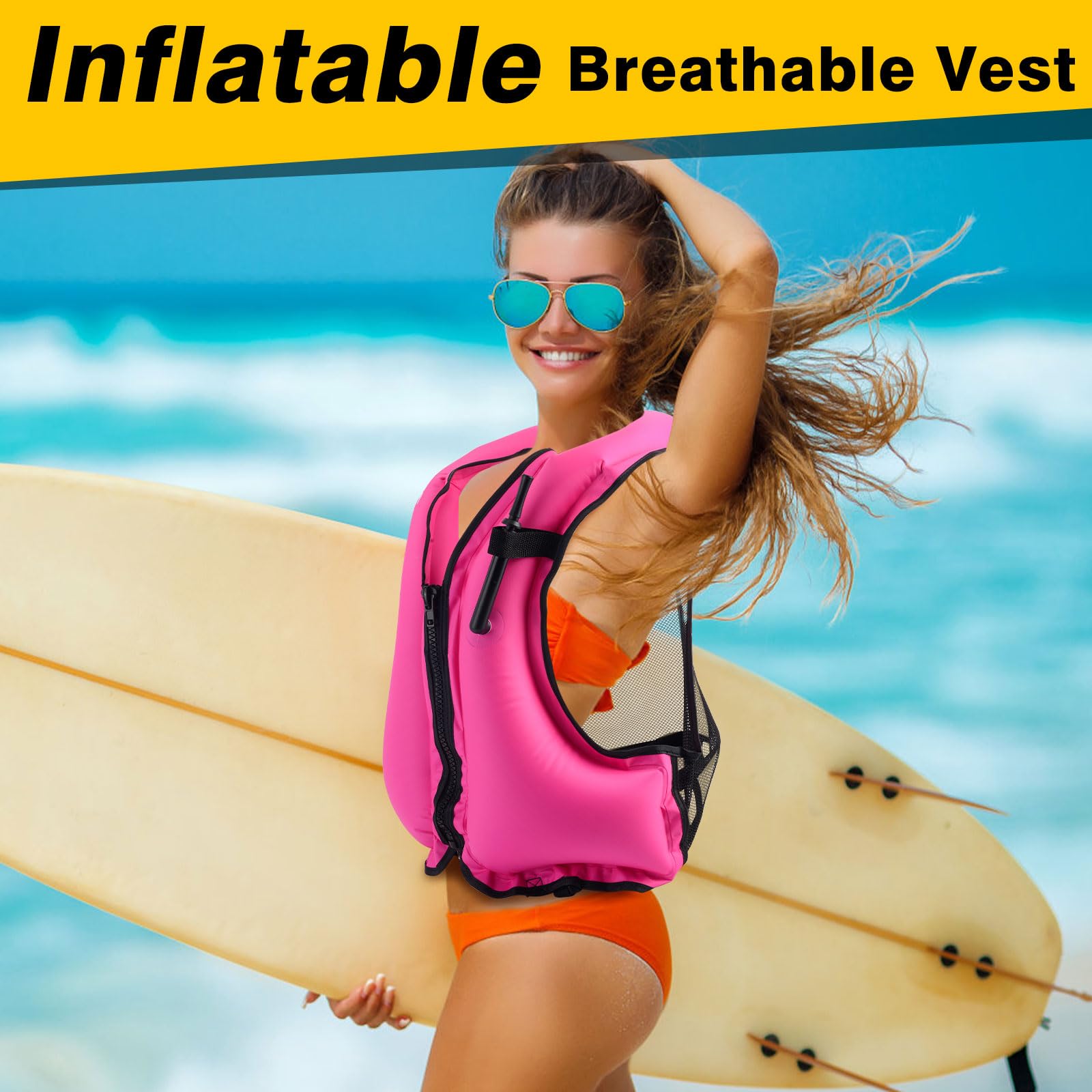 Soly Swim Vests For Adults,Buoyancy Aid Swim Jackets,Portable Inflatable Snorkel Vest, Snorkeling Vest For Kayaking Canoeing,For