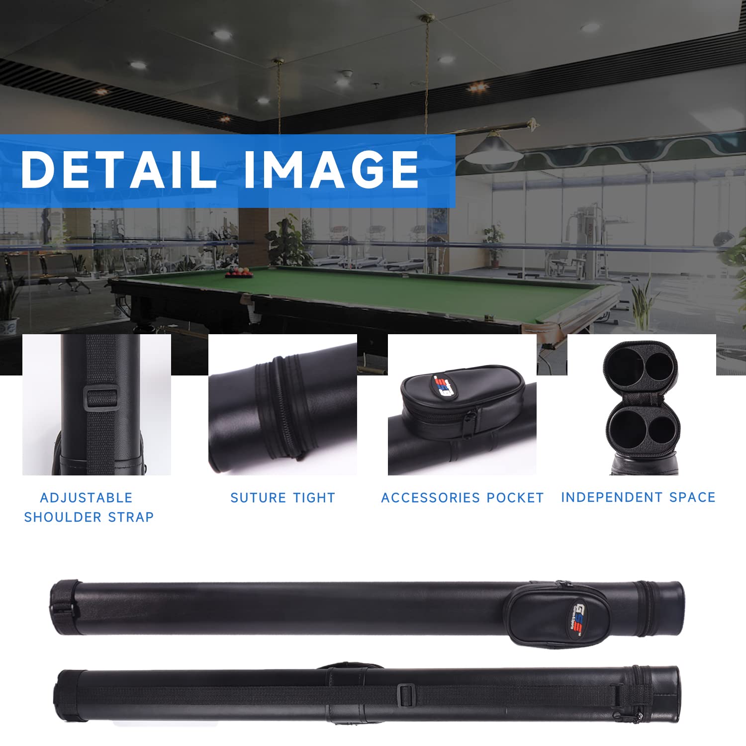 Gse Billiard Cue Cases, 1X1 Deluxe Hard Billiard Pool Cue Stick Carrying Case, Pool Billiards Accessories (Deluxe Black)