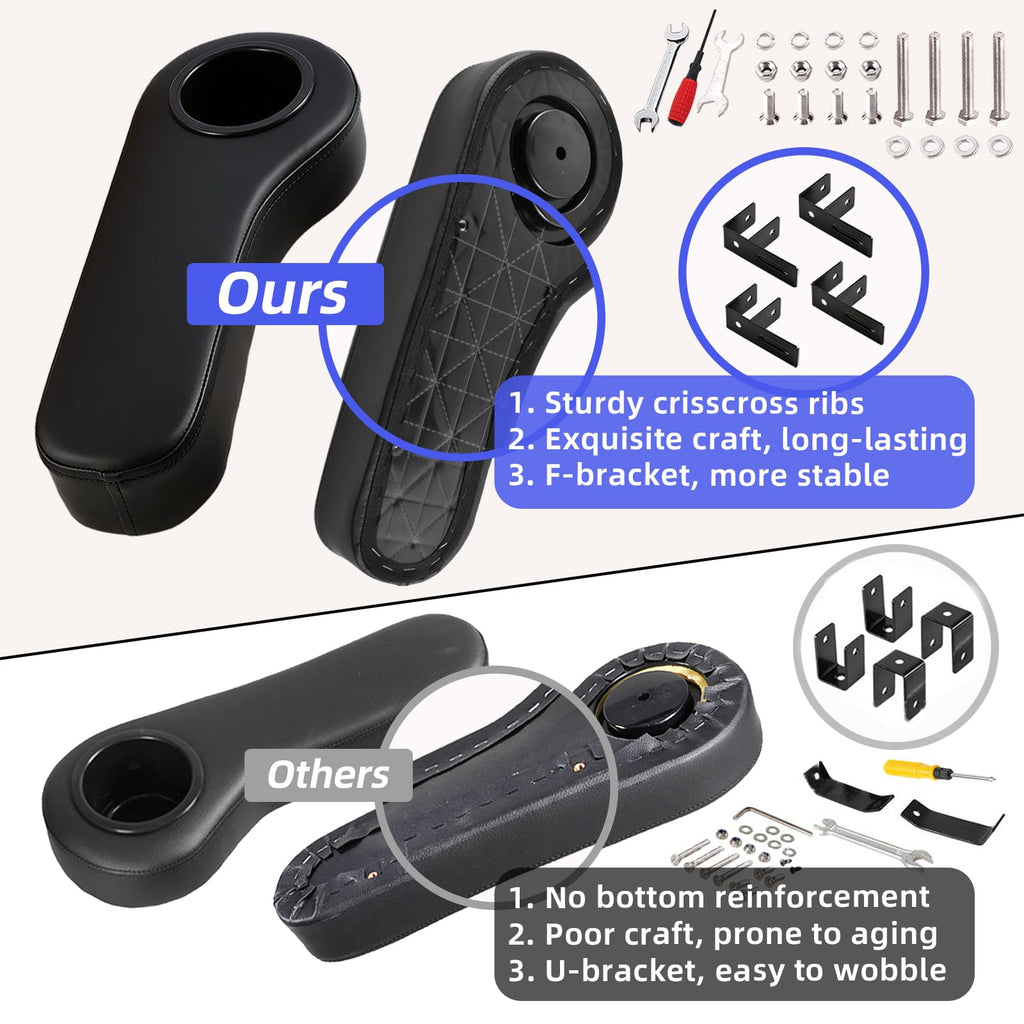 Roykaw Golf Cart Armrest With Cup Holder Compatible With Ezgo Club Car Yamaha - Upgrade Support Frame/No Drilling Required - Jus