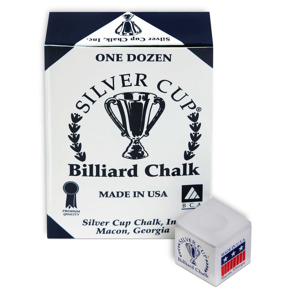 Sterling Gaming Silver Cup Pool Cue Chalk Cubes In White - 12 Pc Set