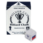 Sterling Gaming Silver Cup Pool Cue Chalk Cubes In White - 12 Pc Set