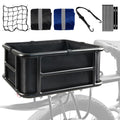 Rear Rack Bike Basket, Large Rear Bike Basket with Liners & Cargo Net & 2 Rain Covers, Heavy Duty Metal Bicycle Basket for Bicyc