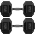 HANDBODE 50LB Hex Dumbbell Pair, Rubber Encased Hexagonal Hand Weights for Strength Training, Workouts & Exercise