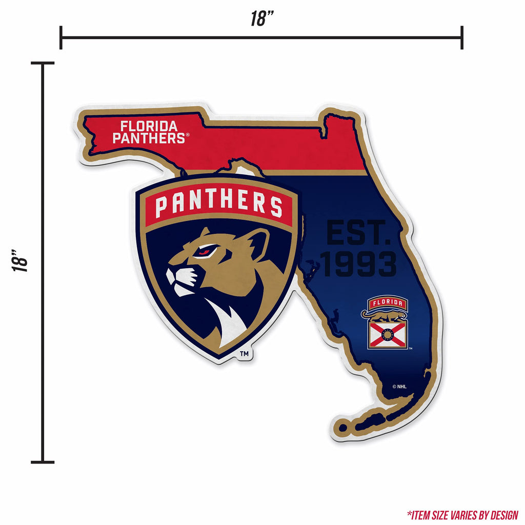 Rico Industries Nhl Florida Panthers State Shape Shape Cut Pennant - Home And Living Room D  Cor - Soft Felt Ez To Hang, 18X0.10