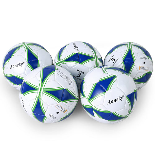 Aoneky Kids Soccer Ball - Eco-Friendly 2.5Mm Pvc Leather, Durable Machine-Stitched Design, Ball Pump Included (Size 3-10 Deflate