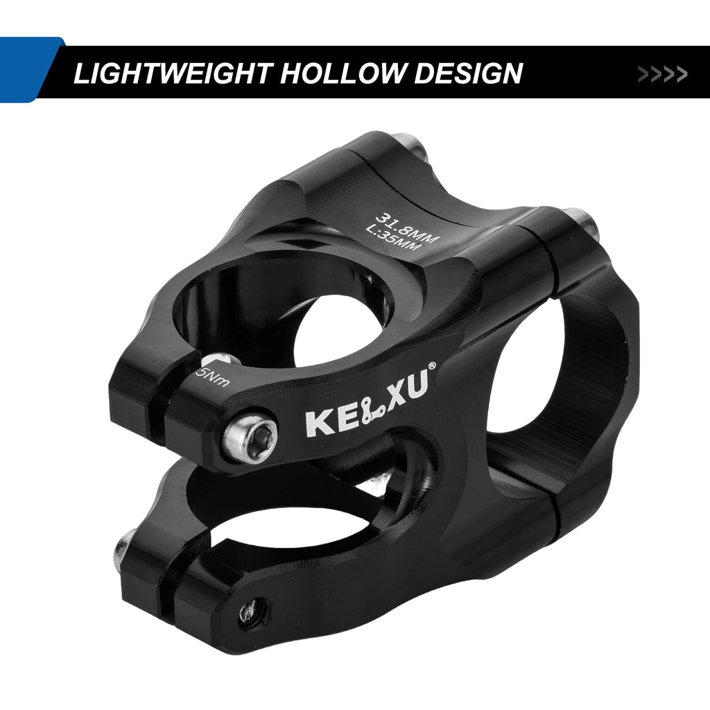 Kelxu Bike Stem 31.8 Lightweight Cnc Aluminum Alloy Short Mtb Stem 35Mm Handlebar Stem For Most Bicycle, Road Bike, Fixed Gear,