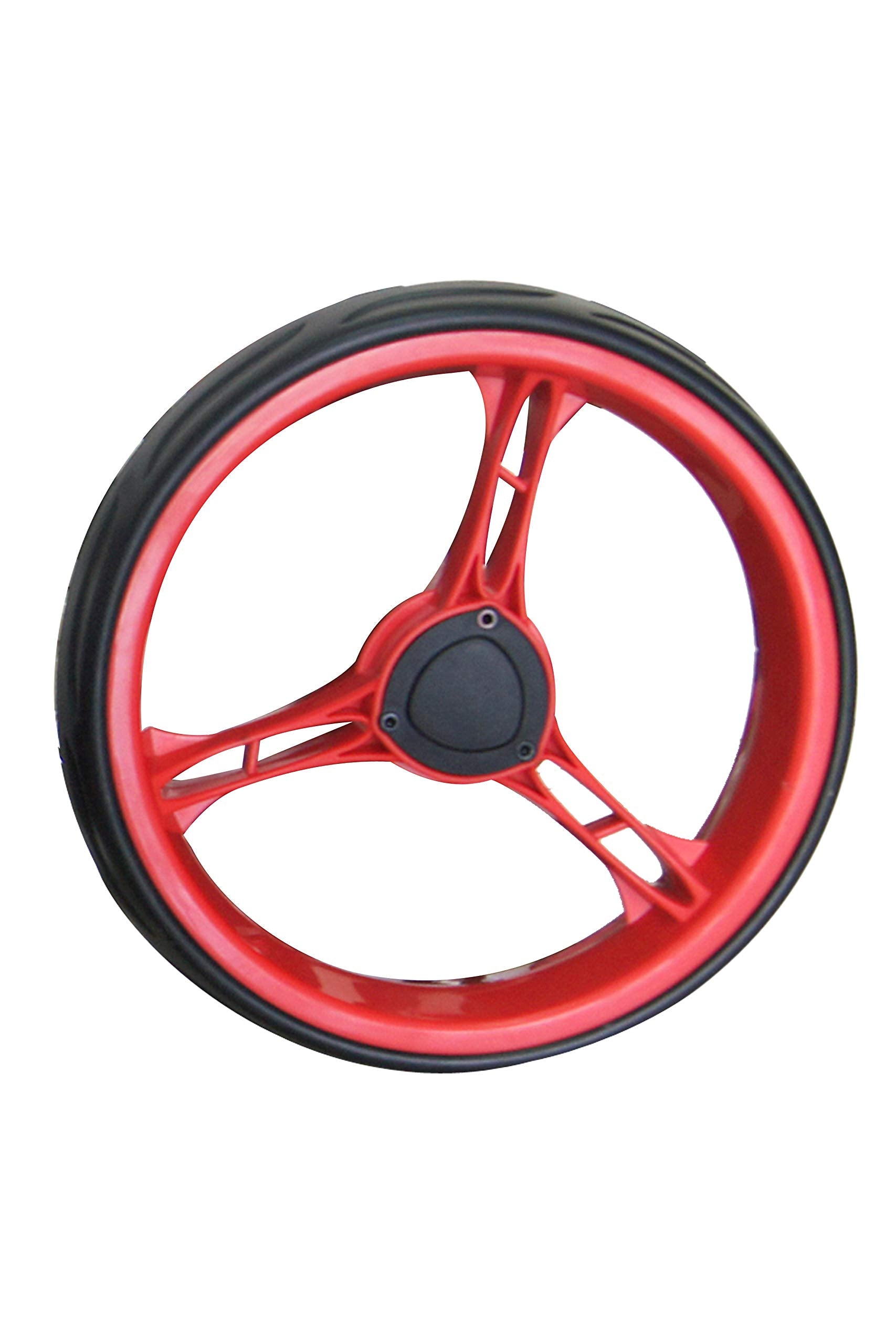 Qwik-Fold 360 Swivel 3 Wheel Push Pull Golf Cart - 360* Rotating Front Wheel - One Second To Open & Close! (White/Red)