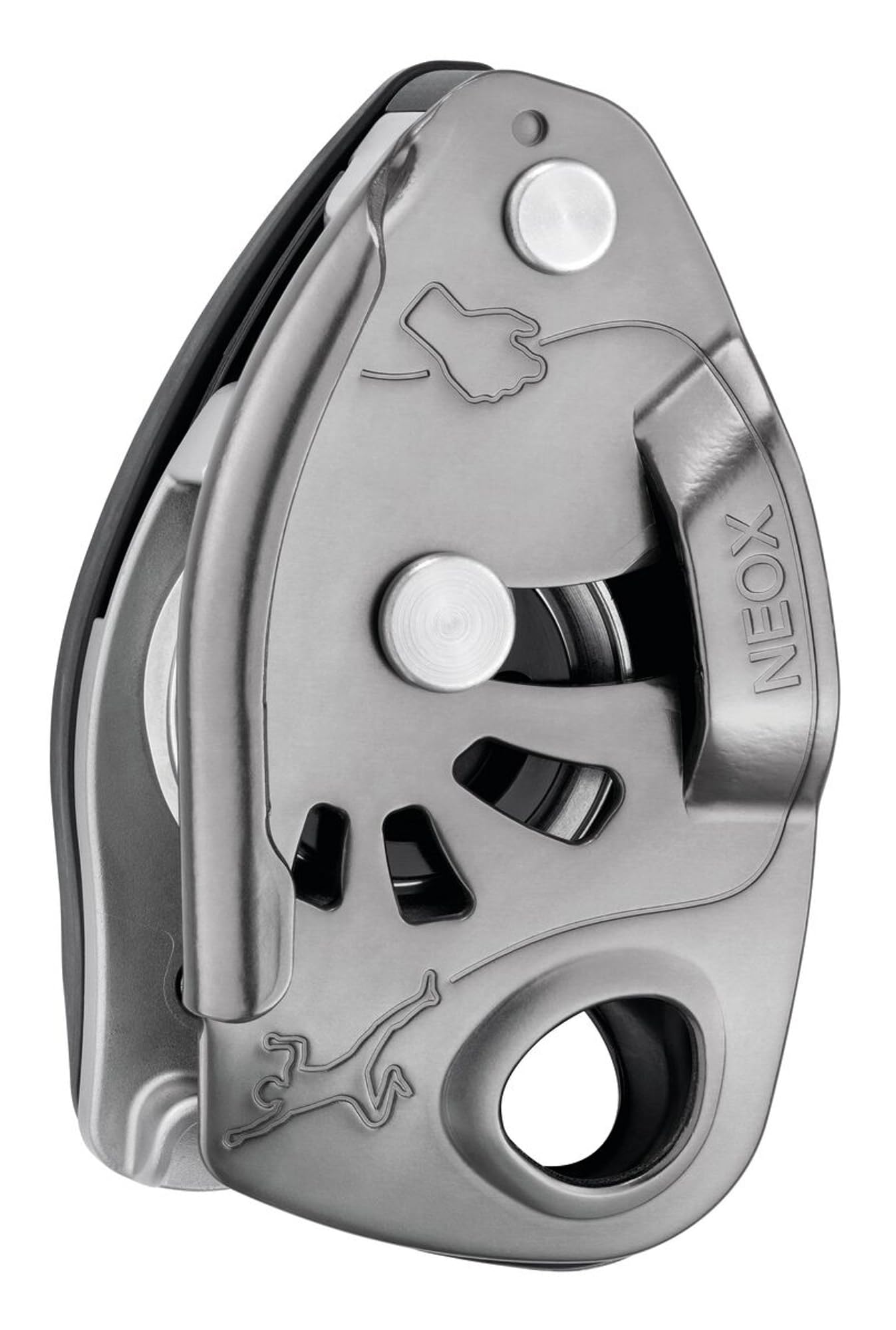 PETZL NEOX Belay Device with cam-Assisted Blocking, Optimized for Lead Climbing, Light Gray