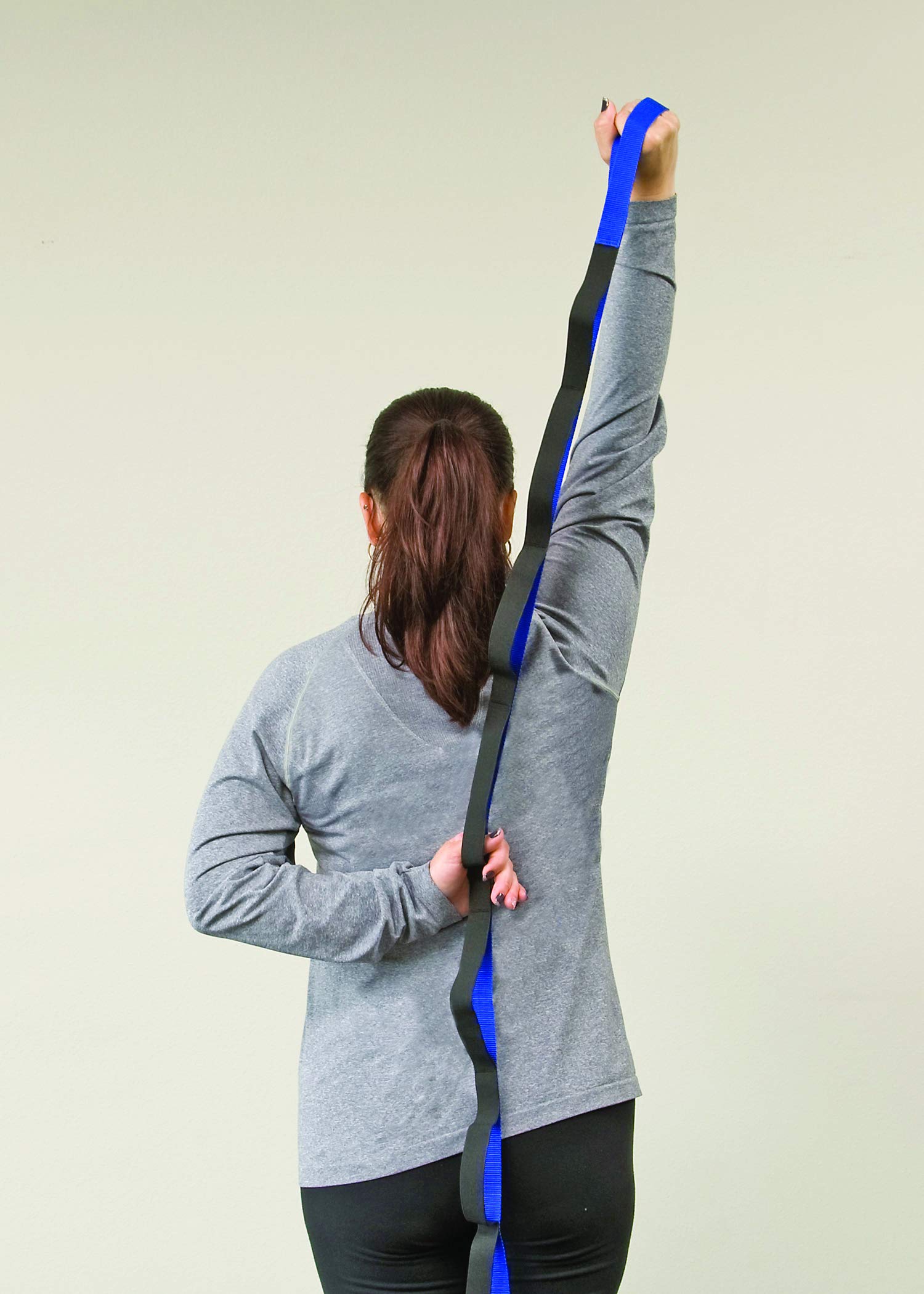 Rangemaster Stretch Strap, Multi-Loop Strap With Exercise Guide For Physical Therapy, Yoga, Flexibility (Blue)
