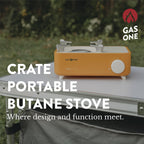Gas One Butane Fuel Camp Stove - Crate Series - Mini Stove For Camping, Hiking - Portable Gas Stove With Spiral Flame - Even Hea